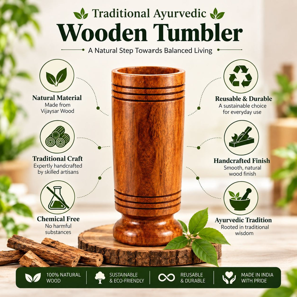 Authentic Vijaysar Wooden Tumbler, 100 ml | Indian Roots