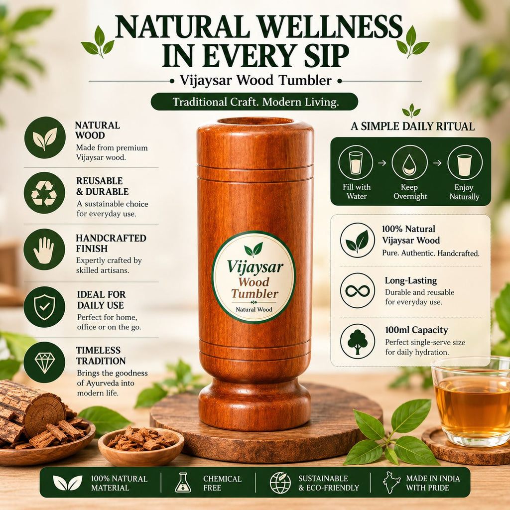 Authentic Vijaysar Wooden Tumbler, 100 ml | Indian Roots